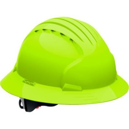 PIP Evolution Deluxe 6161 Full Brim Hard Hat HDPE Shell, 6-Pt Polyester Suspension, Neon Yellow 280-EV6161-LY